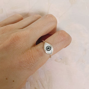 Anillo ojo azul Plata