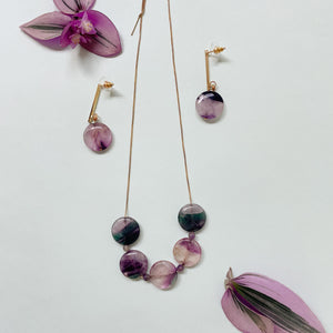 Collar y aretes Fluorita